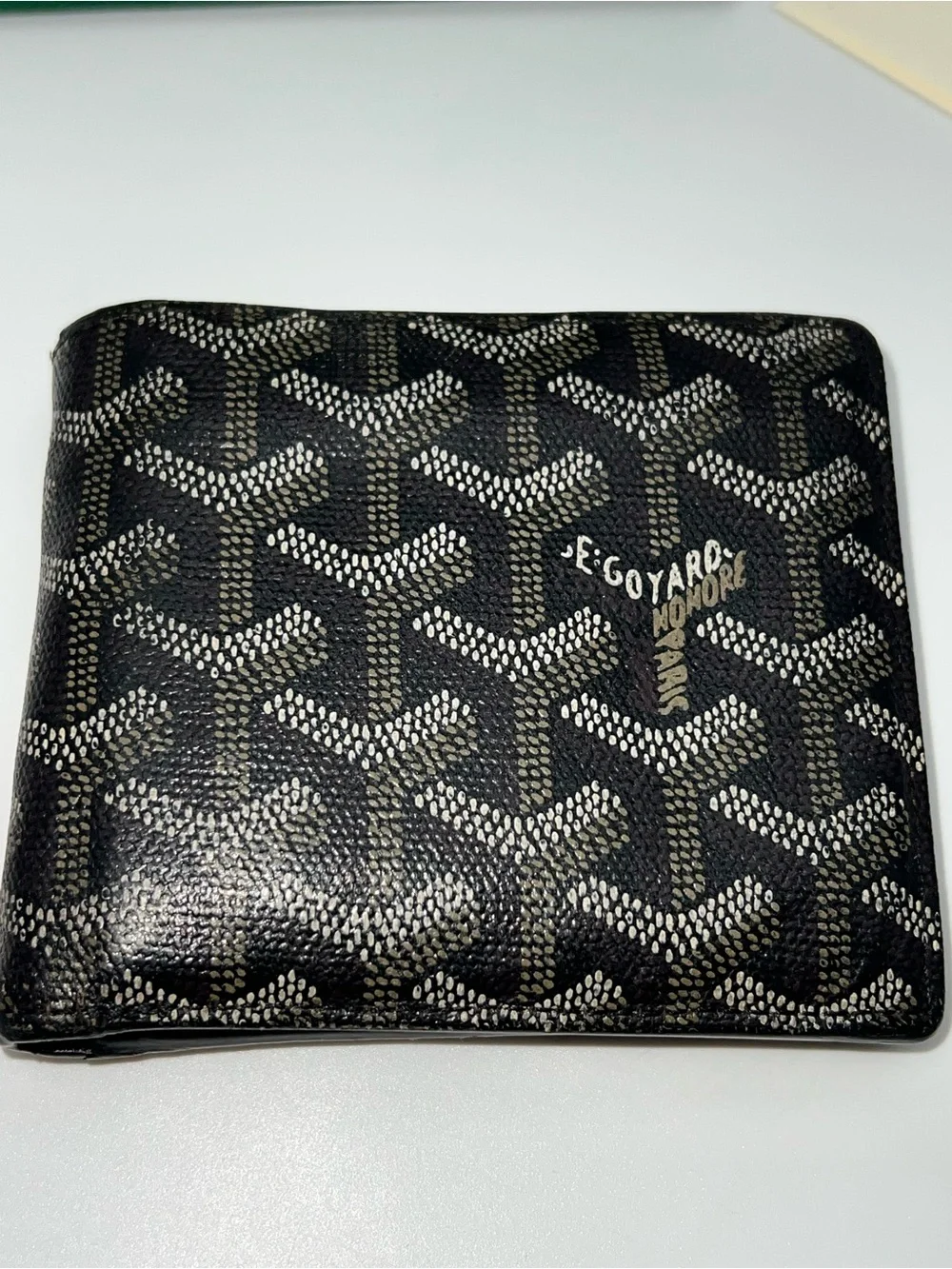Goyard Black Leather Goyardine Saint Florentin Bifold Multi-Compartment Wallet